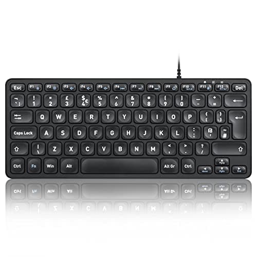 Image of Perixx PERIBOARD-432 Wired USB Keyboard, Slim Design with Big Font Keys, UK QWERTY