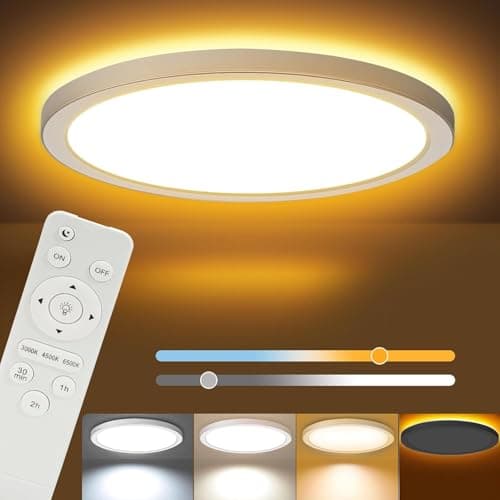 Image of JESLED Dimmable Ceiling Light, 24W Bedroom Lights Ceiling with Remote Control, 3000-6500K Color Changing, Round Flush LED Ceiling Lights 30CM
