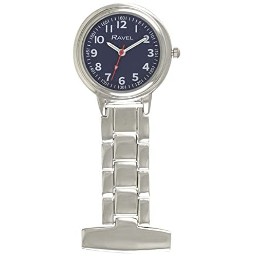 Image of Ravel - Classic Easy Read Nurses Fob Watch - Analogue Quartz - R1101.16 - Silver Tone/Blue Dial