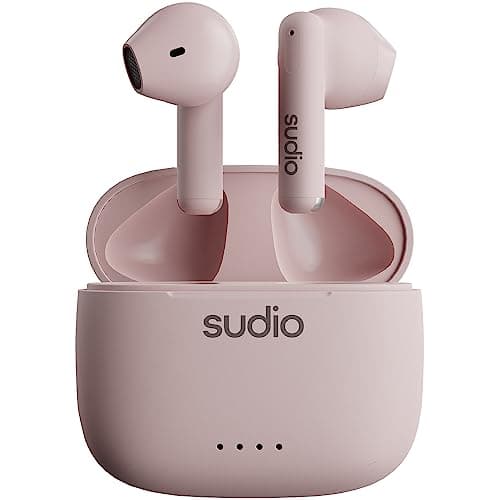 Image of Sudio A1 Pink, Bluetooth Earphones, Touch Control with Compact Wireless Charging Cradle, IPX4 Protected, Noise-Permeable Headphones with Built-in Microphone, Premium Crystal Sound
