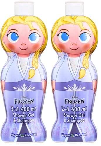 Image of Disney Frozen 2-in-1 Kids Hair Shampoo & Body Wash – 400ml | Kids Shower Gel | Vegan, Paraben-Free, Natural | Hydrating & Dermatologically Tested Head-to-Toe Wash for Children Ages 3+ (Pack of 2)