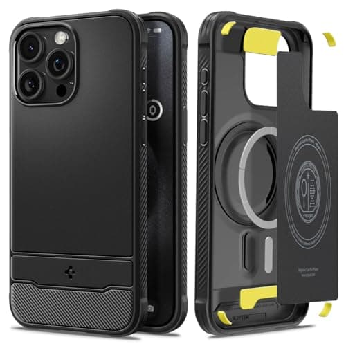 Image of Spigen Rugged Armor MagFit Case for iPhone 15 Pro Max, Compatible with MagSafe Accessories - Matte Black