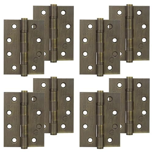 Image of Decoranddecor Door Hinges Internal - Fire Rated - 4inc / 102mm - Ball Bearing - Steel - Antique Brass - 4 Pairs