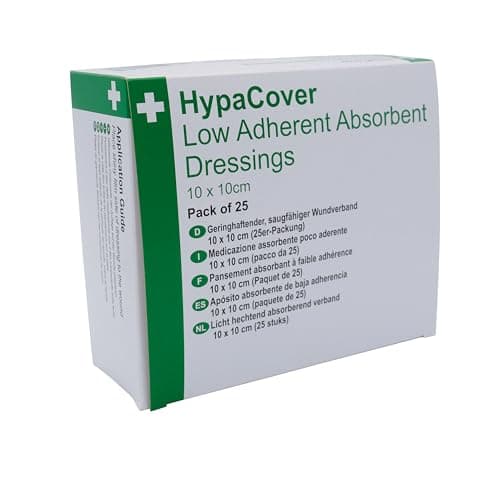 Image of Safety First Aid Group Group HypaCover Low Adherent Dressing Pads for Wounds Absorbent Dressing, 10x10cm (Pack of 25)