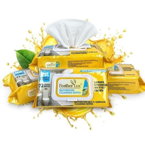 Image of Bathroom Cleaning Wipes 4X72 Pack, Lemon Scent–Disinfectant Multi-Surface Antibacterial Wipes Kill 99.99% Bacteria, Biodegradable, Large Gentle on Skin for Fast Household Toilet Protection