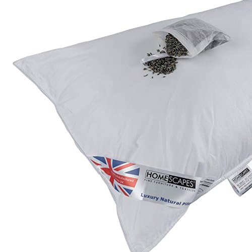 Image of HOMESCAPES Super Microfibre Lavender Pillow Infused with Dried Lavender Calming & Relaxing Natural Aromatherapy Scented Pillow to Ease Insomnia Single Pillow with Bounce Back Filling, Extra Fill