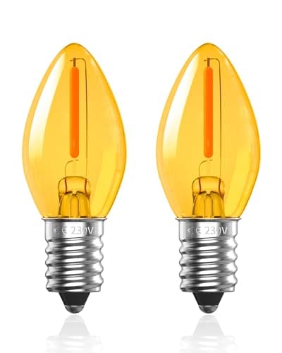 Image of 0.5W E14 LED Vintage Light Bulb Warm White,C7 Salt Lamp Bulb Candle Small Edison Screw SES Low Watt Light Bulb,2000K Orange Amber Glass Dim Night Light Bulb,Equivalent 5W, Non-Dimmable(φ22.5×58.2mm)