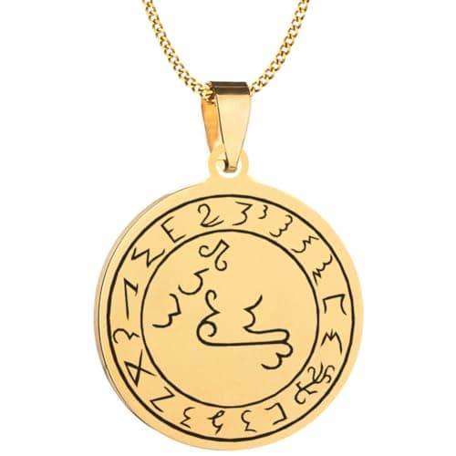 Image of Kossmee Engraved Silver Stainless Steel Pendant Necklace Chain Grimorium Verum True Grimoire Lucifer Handmade