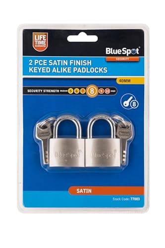 Image of Blue Spot 77003 40 mm Satin Finish Keyed Alike Padlocks (2-Piece)