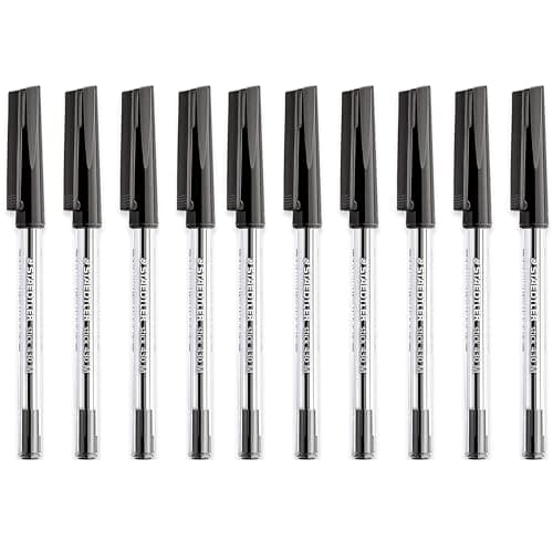 Image of STAEDTLER Medium 0.5mm 430 M Stick Ballpoint Pens Writing Pen Smooth - Black Ink (10)
