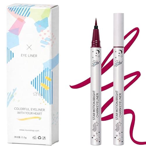 Image of Professional Coloured Liquid Eyeliner Pen - Ultra-Fine Tip, Waterproof, Smudge-Proof, Long-Lasting, Matte Formula, Quick-Drying, Gentle for Sensitive Eyes, for Sharp Winged Lines (Rose Red)