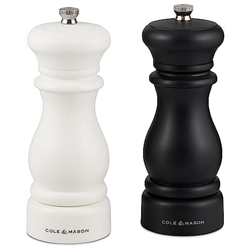 Image of Cole & Mason Southwold Black & White Salt and Pepper Mill Set, Adjustable Grind, ABS Plastic, 165mm, Gift Set, Includes 2 x Salt and Pepper Grinders
