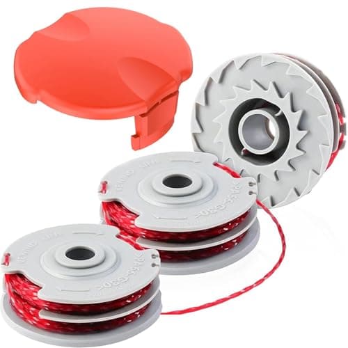 Image of XIJIANG 3 Pcs Strimmer Wire FLY021/513937190 Replacement Spool and Line, Spool Cover Compatible with Flymo CONTOUR 500 XT/POWER TRIM 500 XT/MINI TRIM/MULTI TRIM