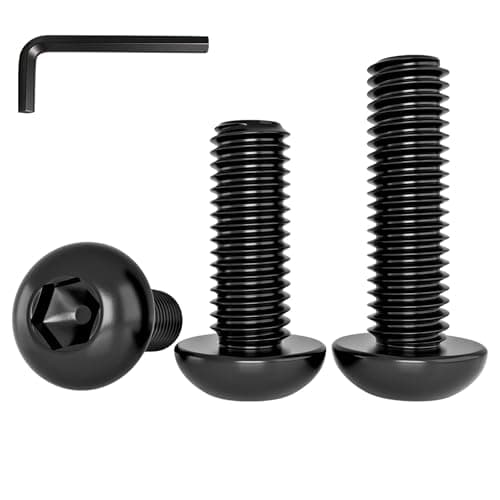 Image of YOOZIYA 20 pcs M5x50mm Button Head Socket Cap Bolts,Black Hex Socket Cap Machine Screws,Allen Socket Bolts A2 304 Stainless Steel Fully Threaded with Allen Key