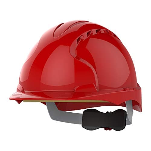 Image of JSP EVO3 Safety Helmet Hard Hat - Vented - Red - Wheel Ratchet Adjustment - Comfortable Adjustable Fabric Harness - Lightweight - For Construction, Building, Civil Engineering & Industry - EN397