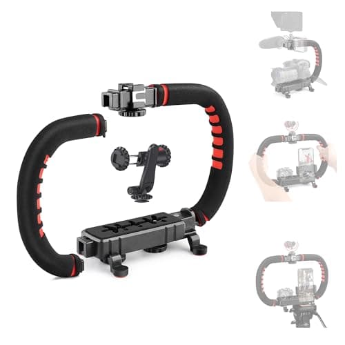 Image of Zeadio Camera Smartphone Stabilizer, Handle Grip Handheld Video Rig, Compatibility with All Camera, Camcorder, DSLR and for All iPhone and Android Smartphones