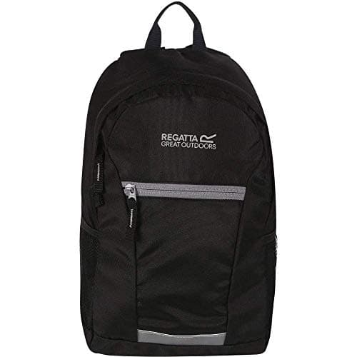 Image of Regatta JAXON III 10L' Hardwearing Padded Straps Mesh Side Pockets Reflective Trim Backpack Rucksacks - Black/Rock Grey, Single
