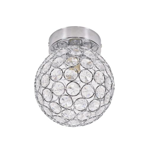 Image of ValueLights | Silver Chrome Sphere Globe Design Acrylic Jewel Ceiling Light Fitting | Close-to-Ceiling Lights, Home Décor & Improvement Essential | Includes Bulb | Mains Wired