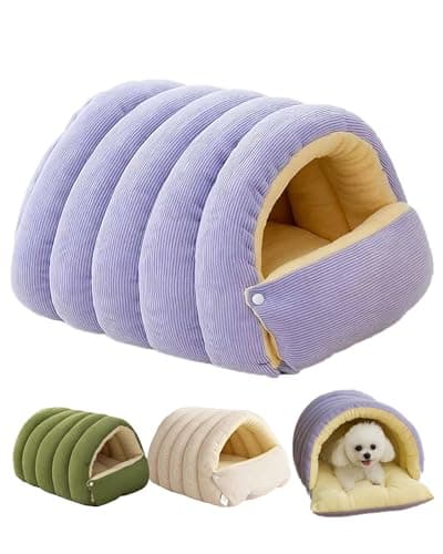 Image of Cozy Monster Cat Bed, Cozy Hideaway Bed, Winter Sleeping Bag for Indoor Cats Dogs, Self Warming Cat Beds Pet Snuggle Sack (Purple, Small)