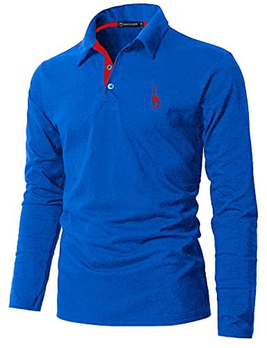 Image of GHYUGR Mens Long Sleeve Polo Shirts with Fashion Embroidery Polos S-2XL (L, Blue 2)