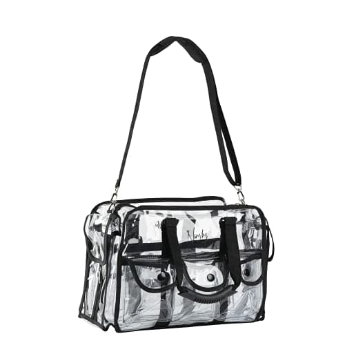 Image of Nanshy Clear Makeup Artist Bag MUA, Large Storage Travel Zip Organiser with Handles, Side Pockets, Shoulder Strap & Compartments, PVC Plastic Vinyl