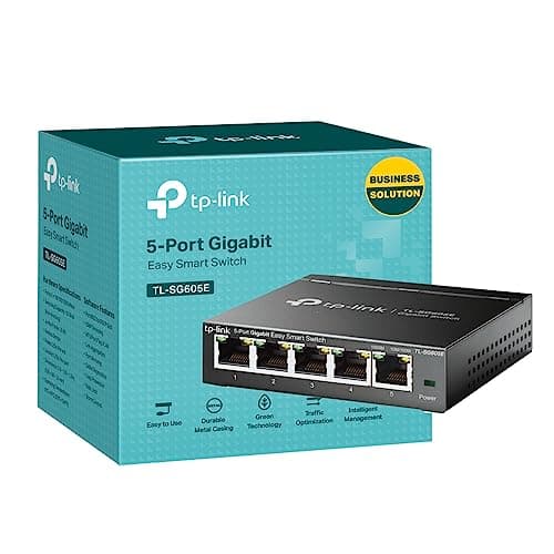 Image of TP-Link TL-SG605E Managed Network Switch, 5-port Ethernet Splitter, Gigabit High-speed Ethernet Switch, Plug & Play, Metal Case, Easy Smart Management, Power Saving, Desktop or Wall Mount