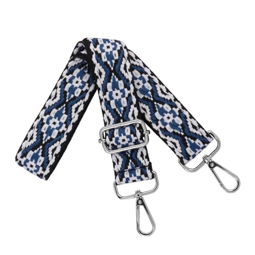 Image of Zaewry Shoulder Strap for Bag Adjustable, Wide 3.8cm Bag Straps for Handbags Crossbody, Strap for Bags, Handbag Strap with Silver Buckle Accessory, Black White Blue