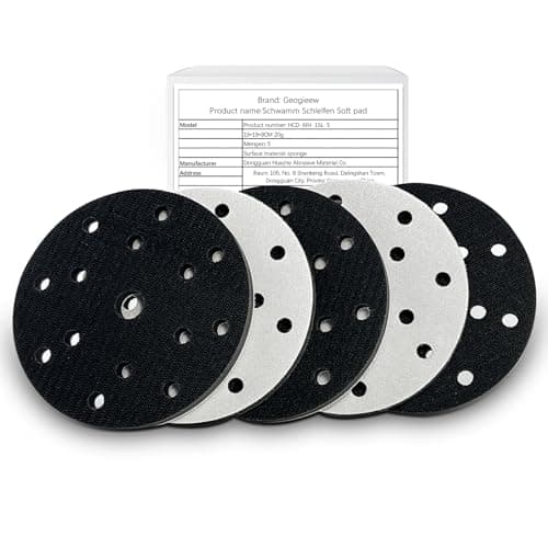 Image of GEOGIEEW 5PCS Sponge Interface Pad 150mm Soft Foam Sanding Pads for Orbital Sander, Sanding Pads for Polishing and Sanding Curved Surfaces, Hook and Loop Replacement Buffer Padfor DrillLow Noise