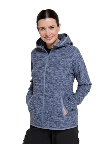 Image of Mountain Warehouse Lleyn Melange Womens Fleece Jacket - Breathable, Antipill Ladies Spring Summer Coat, Full Zip, Durable Fleece - Ideal For Spring Summer Dark Blue Women's Size 14