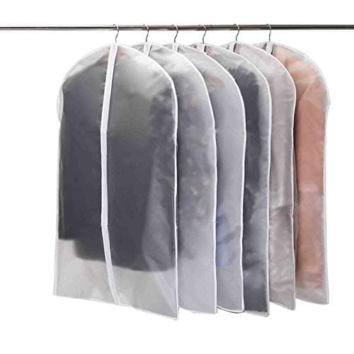 Image of Niviy Clothes Covers Protector Bags Garment Covers Dustproof Moth Proof Coat Bag with Zip PEVA Translucent Suit Cover Waterproof Anti-mite Breathable Suit Protector 6pcs 60 * 100cm (White)