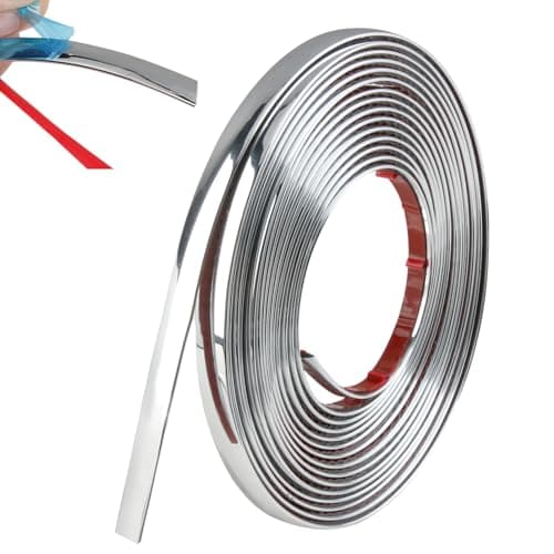 Image of 5m Silver Wall Molding Trim Peel and Stick Corner Angle Trim Self Adhesive Flexible Strip Mirror-like Finish Frame Guard Edge Protector for Ceiling Windows Tables Corners Rooms Cars 16.4 Ft