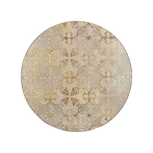 Image of Creative Tops Cork-Backed Round Placemats Set of 4, 29cm , Table Mats with Printed Gold Impressions Design Coasters, Gold / Grey