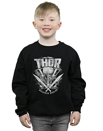 Image of Marvel Boys Thor Ragnarok Hammer Logo Sweatshirt Black 5-6 Years