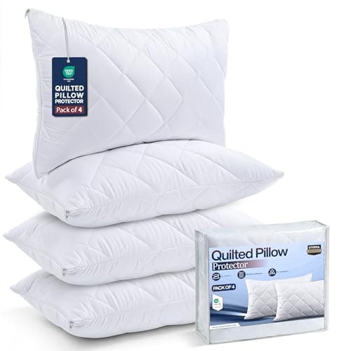Image of Utopia Bedding Pillow Protector 50x75 cm Quilted Zippered, Soft & Breathable Microfiber Pillowcase Protectors (White, 50x75 cm (4 Pack - White))