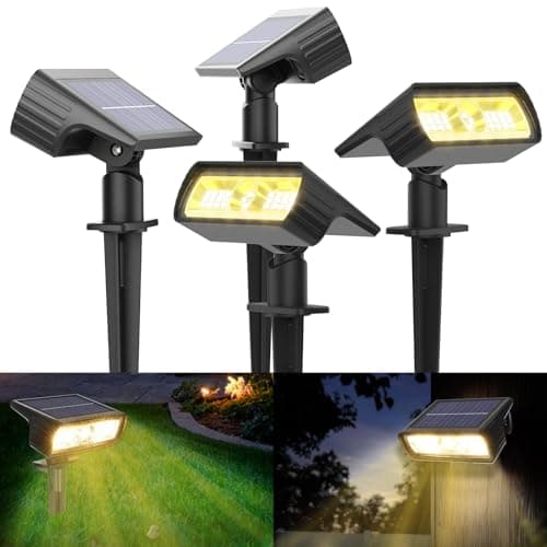 Image of Moxled Solar Lights Outdoor Garden, 3000K Warm White Solar Spot Lights 4 Pack, IP65 Waterproof, 2 Brightness Modes Stake Lights Solar Powered for Yard, Walkway, Driveway, Pathway