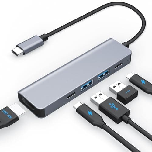 Image of Moman USB C Hub, Docking Station 5 in 1 with 100W PD, 4K@30Hz HDMI, 1 USB 3.0, 1 USB 2.0, 1 USB C, USB Multiport Adaptor with 5Gbps Data Transfer Speed for Mouse, Keyboard, U Disk, Flash Drive, Mobile