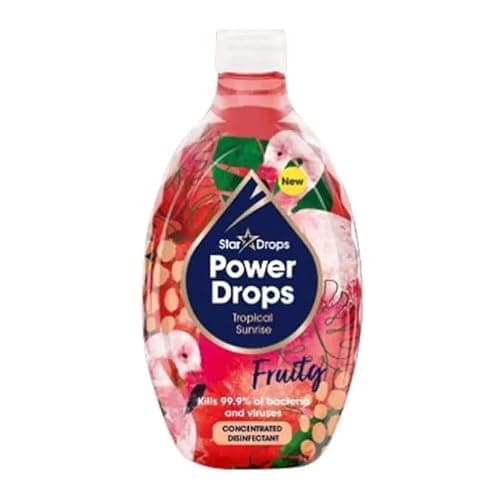 Image of Stardrops Power Drops Concentrated Disinfectant Tropical Sunrise 250ml – Multipurpose Cleaner, Kills 99.9% of Bacteria & Viruses, Use Neat or Diluted, Fresh Scent