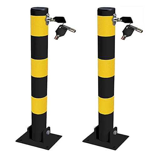 Image of 2 x Round Folding Parking Post - With Keys And Bolts