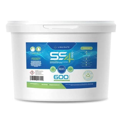 Image of Liquidate - SS4 Recyclable Bucket Wipes - 600 Extra Large Sheets | Hand & Surface Wipes | Eco-Friendly | Perfect for Homes, Offices, Gyms | Lemon Scent
