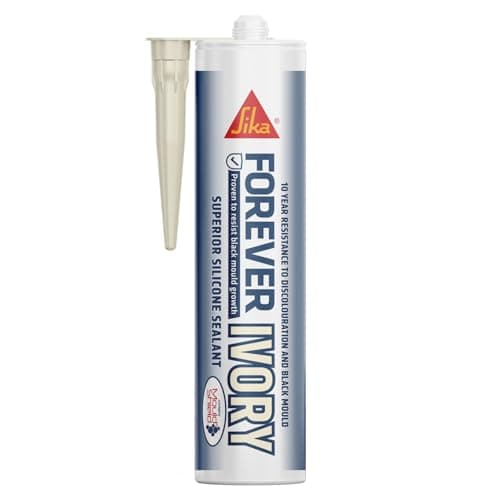 Image of Sika Forever Ivory Anti-Mould Silicone Sealant – Permanently Waterproof – Suitable for Internal And External Use – Ivory – 295ml