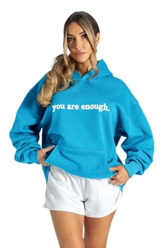 Image of Lang Horn You Are Enough Hoodie, Dear Person Behind Me Hoodie Sweatshirt for Men Women XL Turquoise