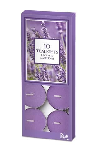 Image of Prices's Candles Lavender Scented Tea Lights 10 Pack Long Burning Wax Tealights Calming Floral Fragrance Home Decor Ambient Candle Set Relaxing Aroma