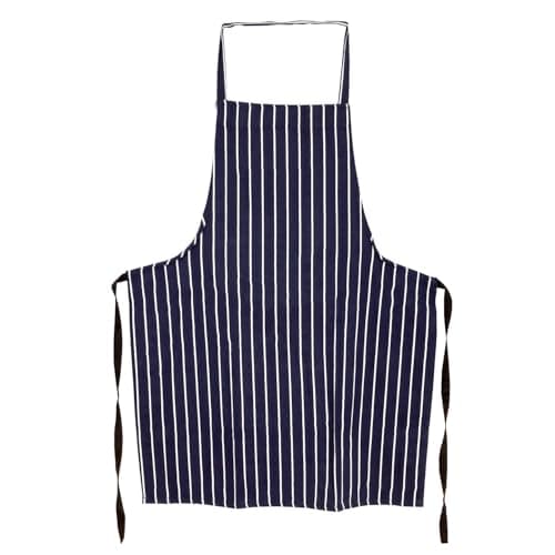 Image of UNIQUE HOME LIVING Butcher Stripe Apron Unisex Adjustable Bib Cooking Kitchen Chef Aprons for Women, Men, Home Kitchen Butchers BBQ Restaurant - Blue