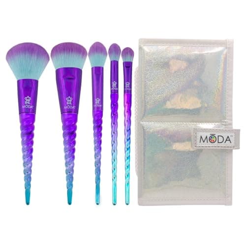 Image of Royal Brush Moda Mythical 6 Piece Cosmetic Make Up Travel Kit Brush Set, Celestial Blue, 0.39 Count