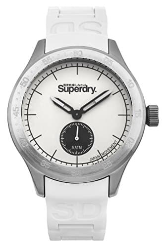 Image of Superdry Men's Scuba Quartz Watch with Silicone Strap, White, 20 (Model: SYG212W)
