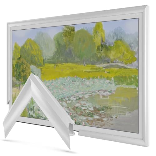 Image of Pure White Prismatic 3" Color Chip Alloy Deco TV Frame (32",43",50",55",65",75",85") Compatible ONLY with Samsung The Frame and Pro TVs (Fits 2021-2026, LS03A,LS03B,LS03C,LS03D,LS03FA,LS03FW)