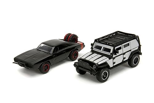 Image of Jada Toys - Fast and Furious Cars (Set of 2) - Dom's Dodge Charger R/T 1970 & Tej's Jeep Wrangler from Fast & Furious 7-2 Legacy Series Model Cars for Opening, 1:32, 19 cm, from 8 Years, Wave 2, Set 2