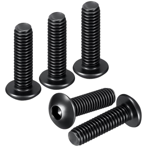 Image of DTGN M3-0.5x10mm Button Head Socket Cap Screws - 50Pack - Good for Road Bicycle, Mountain Bike, Auto, Motorcycle - Carbon Steel Black Oxide - Hex Socket Drive Fasteners
