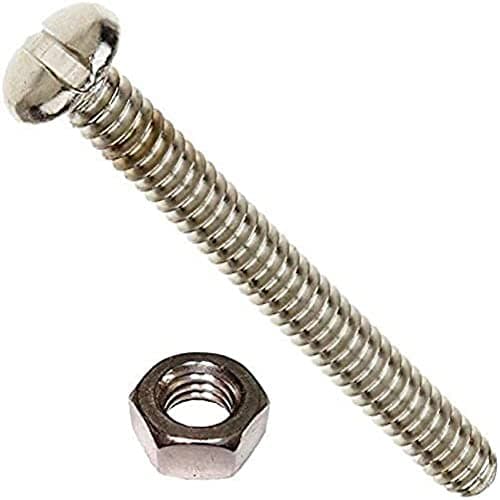 Image of Merriway BH03620 (10 Pcs) Slotted Pan Head Machine Screws with Nuts, M8 x 75 mm (5/16 Inch x 3 Inch), Bright Zinc Plated - Pack of 10 Pieces