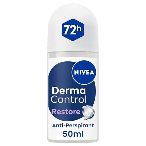 Image of NIVEA Derma Control Restore Roll On (50ml), 72H Anti-Perspirant Protection with Hyaluronic Acid and Vitamin E, Hypoallergenic Deodorant for Sensitive Skin